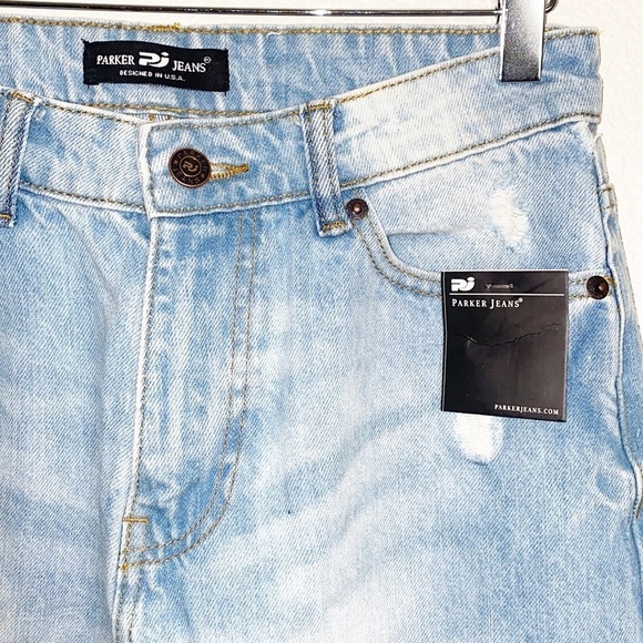 Parker Jeans Light Wash Distressed 100% Algodon High Rise Wide Leg Jeans - Picture 4 of 12